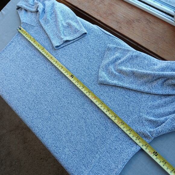 Misia Sweater Tunic Blouse XL blue-grey heather button detail long sleeve scoop - Picture 9 of 12